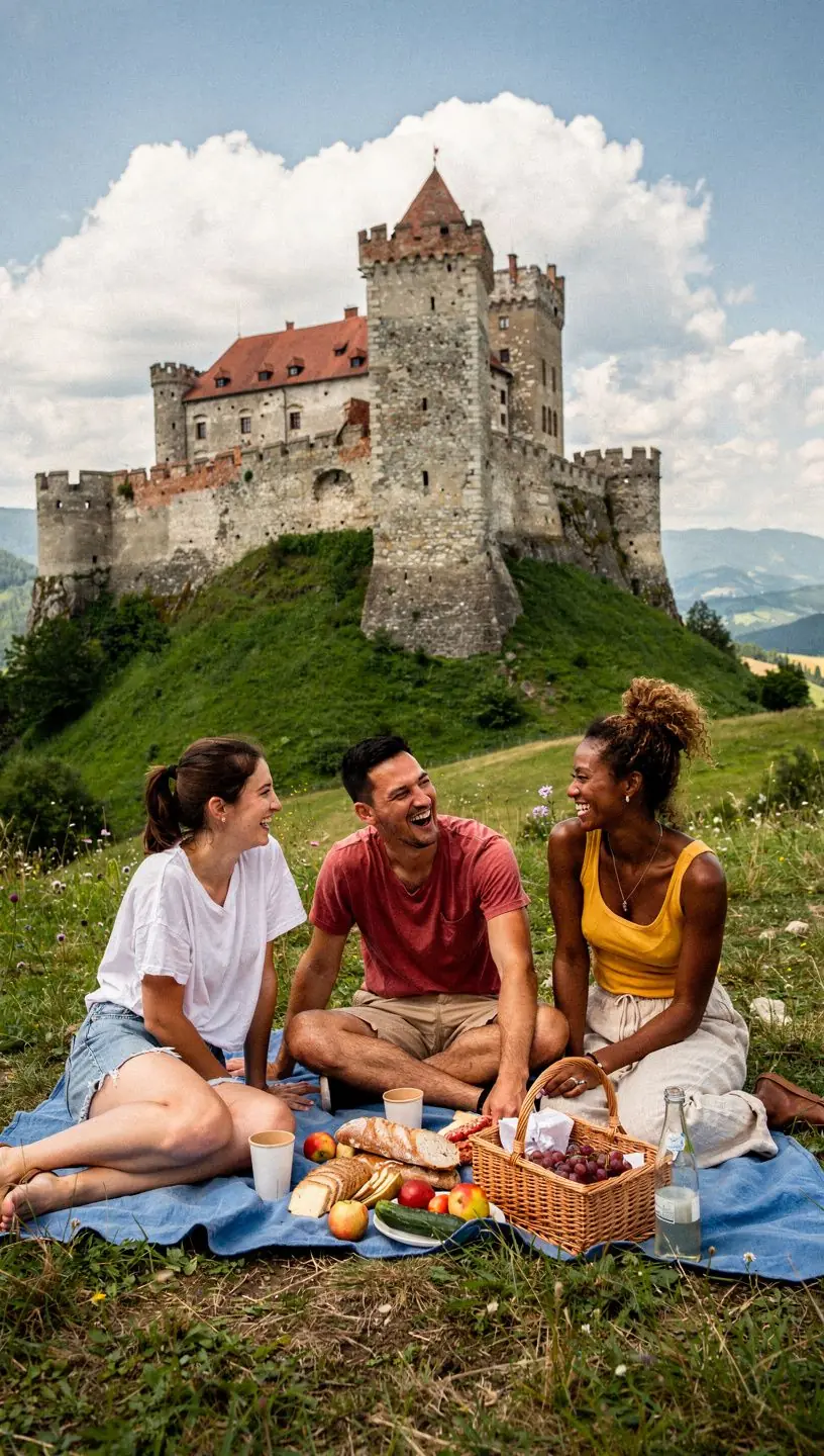 Kľukatá regionálna cesta vedúca cez zelené kopce a malé horské osady.